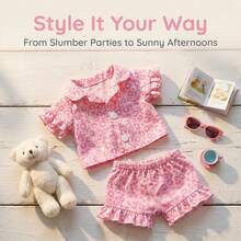 2Pcs Doll Pajama Outfit Fits 16-18 Inch American Girl Doll, Cute Sleepwear Clothes Set For Doll Dress Up Gift For Girls - Multicolor - View 12