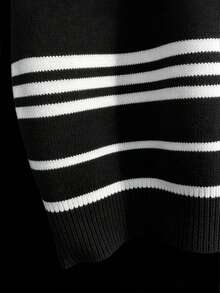 Men's Casual Versatile Solid Color Short Sleeve Knit Top, Suitable For Daily Wear And Commuting - Black - View 5
