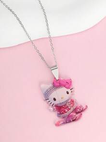 SANRIO 1件优雅可爱的亚克力KT猫吊坠项链，百搭日常佩戴 - 彩色 - 查看 2
