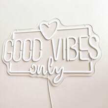 1个“Good Vibes Only”霓虹灯，卧室/宿舍氛围灯，USB供电 - 玫紅,冰藍,黃 - 查看 9