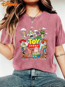 Camiseta con cuello redondo y mangas cortas con el diseño "Tienes un amigo en mí" de Toy Story de Disney, y una camisa suelta de verano para padres e hijos durante el viaje a Disney para damas. Es un regalo perfecto para familiares y amigos, y es imprescindible para fiestas de cumpleaños. Camisetas oficialmente autorizadas de Disney, ropa de verano para damas, ropa de verano, prendas de vestir de Disney para hombres y mujeres. - Rosa Fucsia - Ver 1