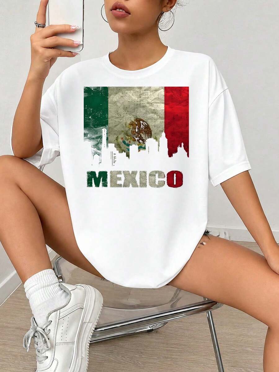 Diseño gráfico de impresión, México Fl-ag con águila y cactus, Estilo vintage angustiado, Texto rojo marrón verde, para Home Wall Art o Decor.jpgRegalos personalizados: Camisetas para mujer con estilos que van desde lo moderno, hippie, casual y minimalista. Ropa masculina personalizada única, armarios cápsula y prendas básicas/urbanas para hombre. Regalos ideales para novios, familiares y amigos, adecuados para cumpleaños, vacaciones, colegio/competiciones, deportes/escalada y más, así como para la moda de otoño y eventos urbanos. Blanco verano.