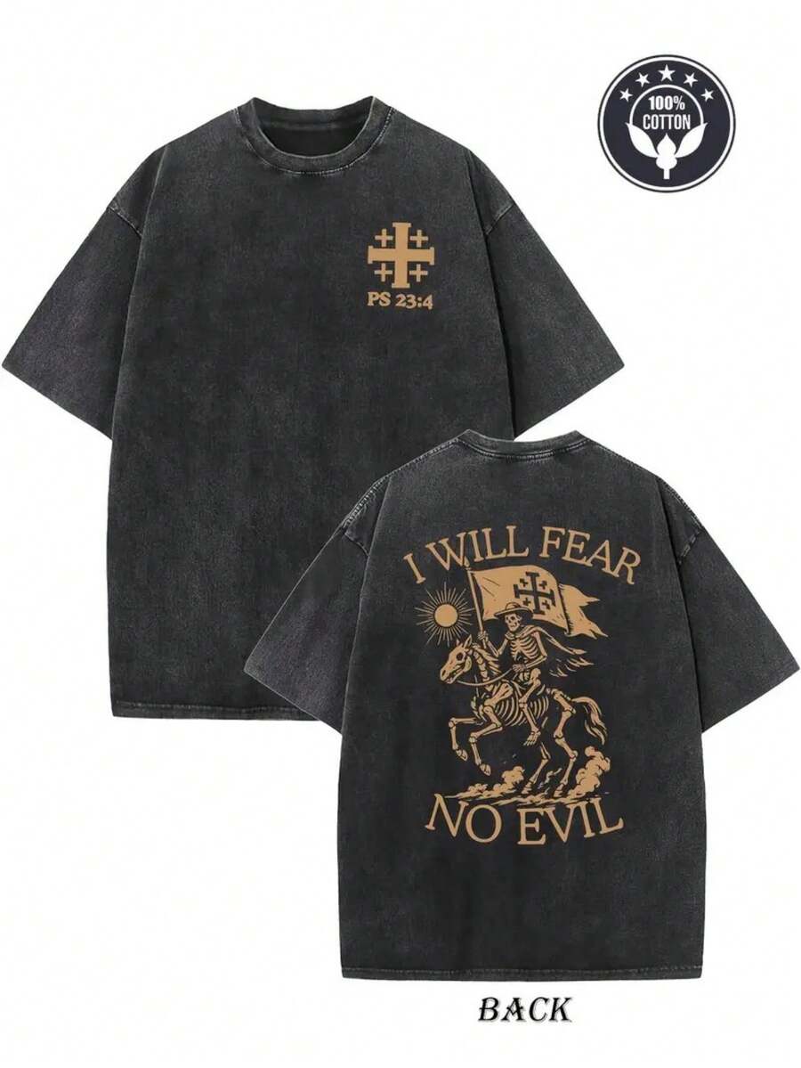 Camiseta de Hombre Vintage de Algodón Puro con Estampado Lavado - Diseño moderno y a la moda, estampado llamativo, cómoda y casual, adecuada para la calle, aventuras al aire libre y viajes, la primera opción para regalar a familiares, amigos y colegas, y perfecta para fiestas navideñas. - Negro - Ver 1