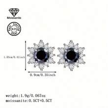 925 Sterling Silver 1 Carat Black Moissanite Snowflake Stud Earrings, Gift For Women On Valentine's Day, Christmas, Halloween, New Year, Suitable For Daily, Vacation, Party, Wedding, Bride, Luxury & Versatile Jewelry - Silver - View 5