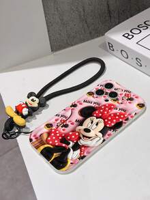 This Disney Mickey Mouse Lanyard Phone Case Is Fully Covered In TPU Material. It's Shockproof, Lightweight, And Compatible With IPhone17/16/11/13/15/15 Plus/15 Pro/15 Pro Max/12/14 Pro Max/11 Pro Max/12 Pro/12 Pro Max/13. This Phone Case Makes A Popular Birthday Gift Or Business Gift; It's Durable, Stain- And Fingerprint Resistant, And Suitable For Both Men And Women. The Set Also Includes A Mickey Mouse Phone Case And A Mickey Mouse Plush Bracelet. It's A Perfect Gift For Friends And Family. This Stylish Phone Case Is Fun, Lightweight, And Durable. IPhone17 Pro Max Phone Case, Minnie Mouse Phone Case. - White - View 5