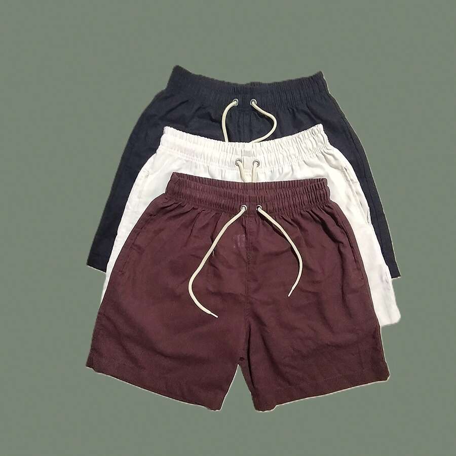 Men's Linen Shorts Set With 3 Pieces - Café integral - Ver 1