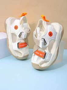 Sandalias funcionales para niños, malla transpirable con , patchwork negro y blanco, zapatos para exteriores resistentes y antideslizantes para la playa para niños, múltiples colores, malla transpirable, ligeros, fácil de poner y quitar, cómodos con acolchado, punta redonda, bajo, correa trasera, suela gruesa, adecuados para verano, playa, vacaciones - Beis - Ver 9