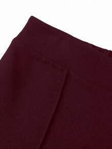Pantalones informales de pierna ancha de unicolor para mujer - Burdeos - Ver 5