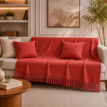 Giant Decorative Cotton Sofa Throw 3.00 X 1.80 - Coral Pink - View 3