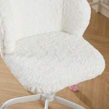 Girls Faux Rabbit Fur Desk Chair, Cute Fluffy Adjustable Swivel Vanity Chair With Silent Colorful Wheels, Soft Upholstered Office Chair For Bedroom, Study Room And Dorm, Cream,Beige - Cream - View 5