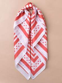1pc Women's Minimalist Satin Square Scarf - Polka Dot Spring Printed Headscarf, Headband, Bag Accessory And Belt, Versatile Fashion Accessory - Multicolor - View 9