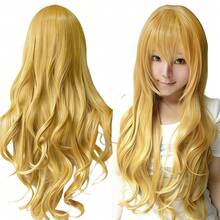 Synthetic Hair Long Brown Cosplay Wig Lolita Hair Curly Anime Wigs Hairpiece Chizuru Mizuhara Halloween Costume Wig For Women - Fluorescent Yellow - View 7