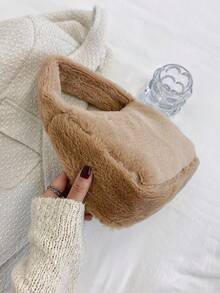 Women's Fluffy Shoulder Bag, Fashionable And Versatile For Daily Commute, Travel, Shopping - Camel - View 8