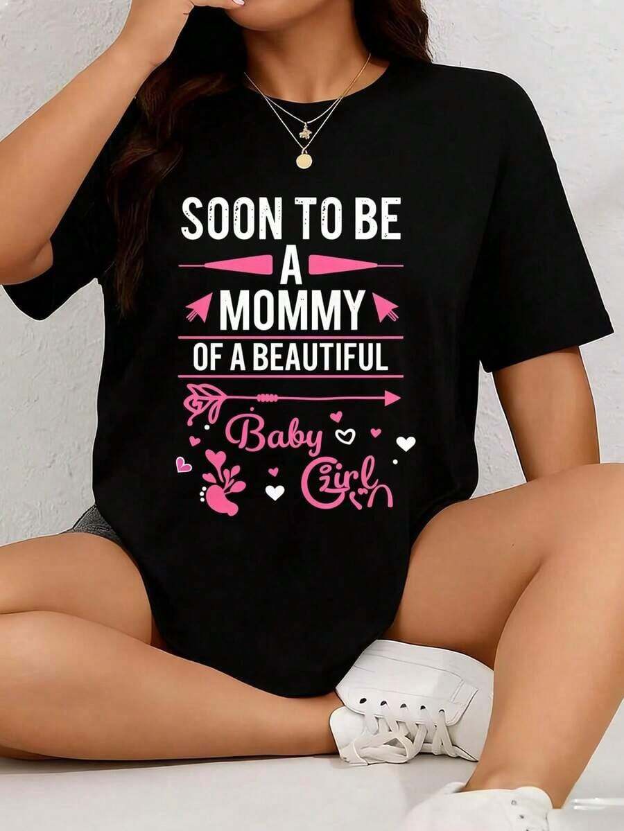 Top de Estilo Único y de Nicho para Futuras Mamás, Ideal para Uso Casual y Reuniones de Baby Shower, Ropa de Verano - Negro - Ver 1