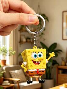 SpongeBob SquarePants Llavero SquarePants, Anillo de Llaves con Personaje de Dibujos Animados Lindo, Colgante de Almacenamiento de Llaves, Adecuado para Llaves, Bolsos y Mochilas, Puede Usarse como Mercancía de Fans, Regalo de Fiesta y para Uso Diario. - Bob Esponja Pantalones Cuadrados 2 - Ver 5