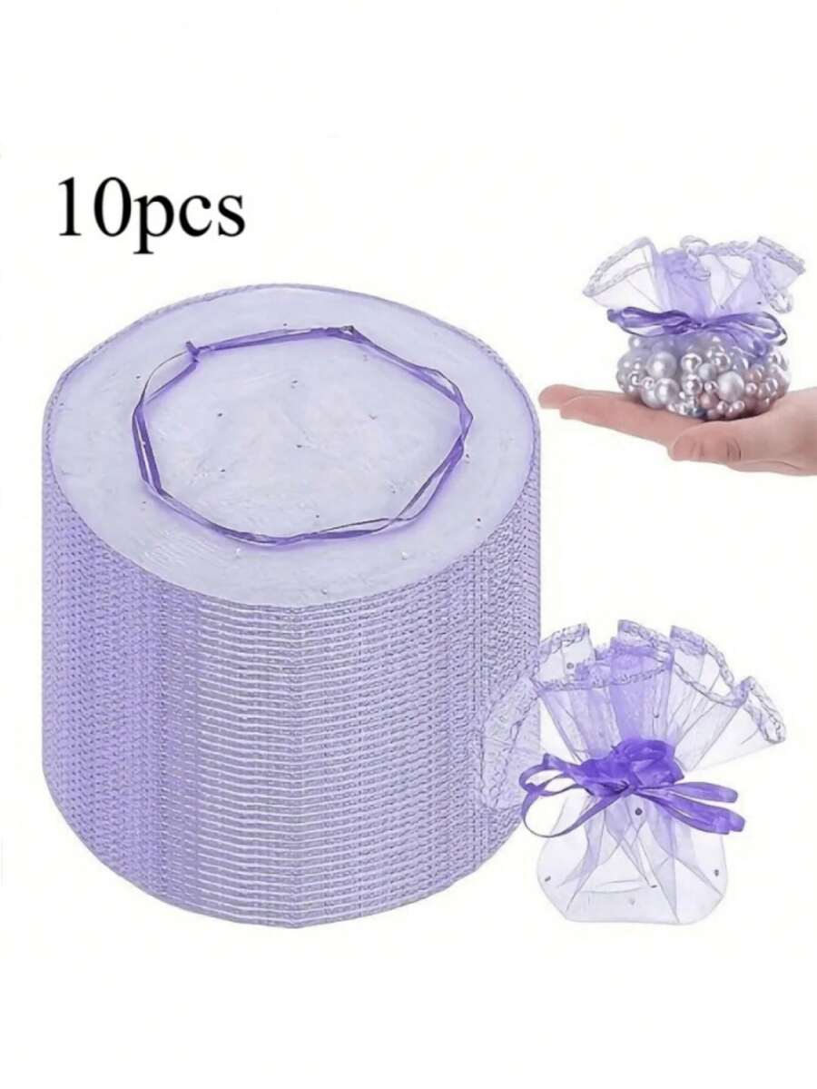 10 buah Tas Organza Ungu Muda, Set Hadiah untuk Wanita/Pria, Dengan Resleting dan Pita, Sempurna untuk Dekorasi Perhiasan, Pernikahan, Ulang Tahun, Baptisan, Hadiah Pesta, dan Acara Spesial Lainnya - Ungu muda - View 1