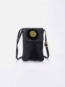 Women's Straw Tassel Crossbody Bag, Summer Beach Vacation Shoulder Bag, Sunflower/Daisy Solid Color Mini Straw Handbag, Lightweight Boho Rattan Style Tote, Adjustable Strap Small Handbag, Portable Woven Clutch For Daily Commute Shopping, Aesthetic Beach Bag For Picnic Vacation Outfit, Durable Straw Bag Gift For Women And Girls - Multicolor - View 13