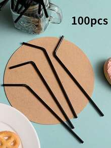 50/100/200pcs Black Flexible Straws, Coffee Stirrers, Beverage Accessories Suitable For Milkshakes, Slushies, Bubble Tea, Iced Coffee, Applicable For Bars, Clubs, Restaurants And Home Use, School Supplies, Back To School Season - View 6
