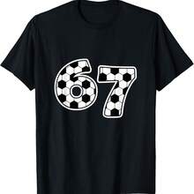 Football Number 67 Meme For Boys Girls Math Day Costume T-Shirt - 黑色 - 查看 1