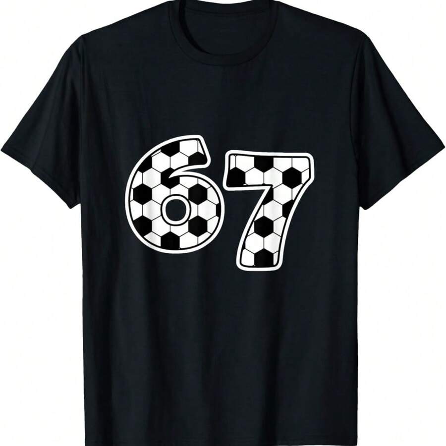 Football Number 67 Meme For Boys Girls Math Day Costume T-Shirt - 黑色 - 查看 1