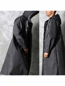 男士轻便雨衣 - 黑色户外长款雨衣 - 耐用时尚的男士配饰 - 高品质全覆盖防风夹克，带可调节风帽和拉链口袋 - 便携式户外通勤雨衣，适合骑行、徒步、钓鱼 - 易于收纳，自行车雨具，轻便透气，适合徒步、钓鱼 - 黑色自行车雨具 | 全覆盖雨衣 - 多色 - 查看 4