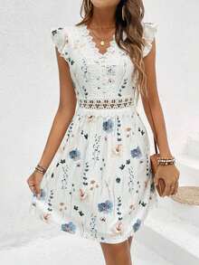 Frenchy Vestido de encaje blanco estampado con textura para mujer - Multicolor - Ver 5