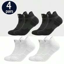 4 pares de calcetines cortos deportivos para hombres, calcetines transpirables y que absorben la humedad con amortiguación reforzada en el talón y los dedos, y soporte de arco para fitness y deportes - Multicolor - Ver 11