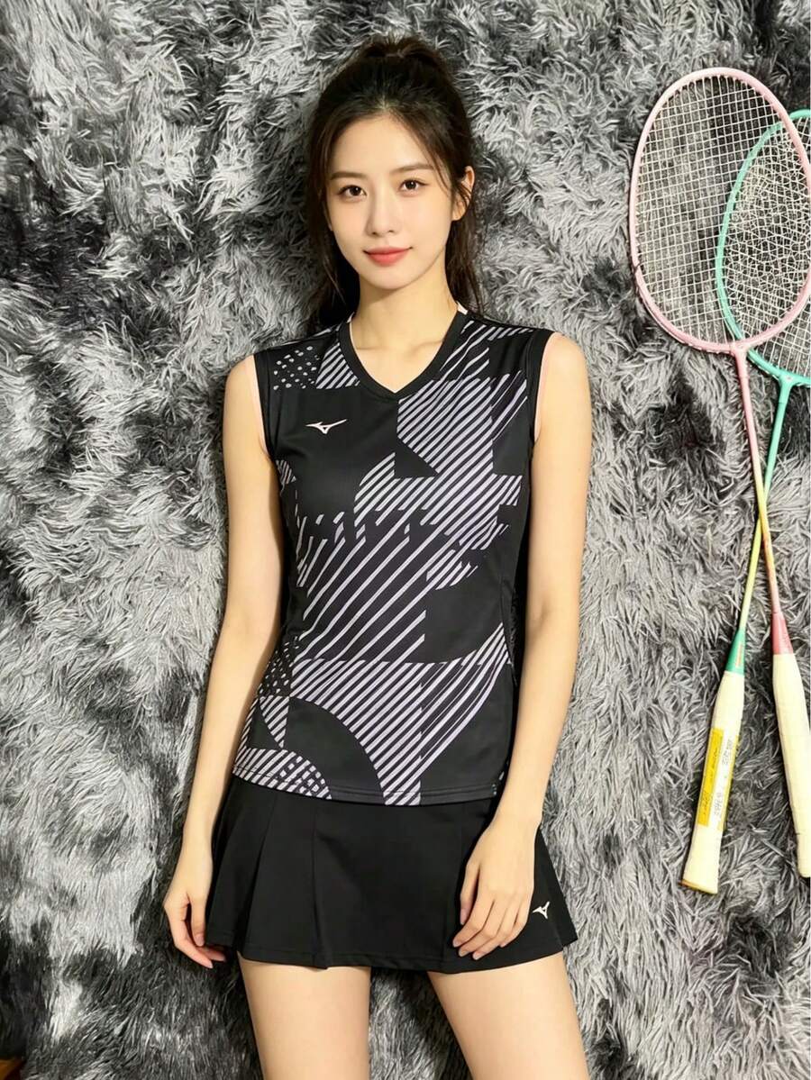 2026年新スタイル バドミントントレーニングユニフォーム、バレーボールユニフォーム、女子用半袖競技ユニフォーム - グループ購入 - ブラック - チェックする 1