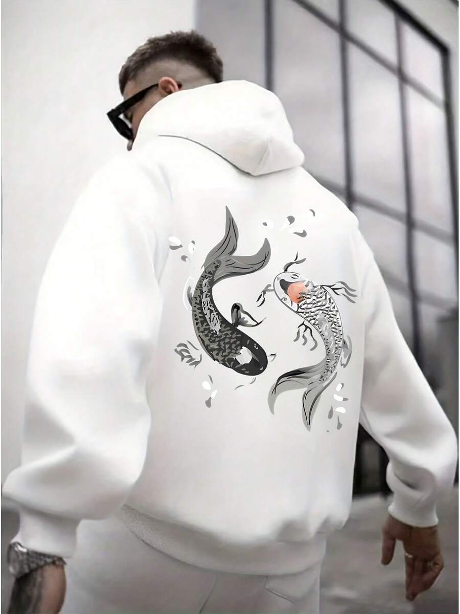Sudadera con Capucha Estampada de Moda - Blanco - Ver 1