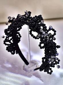 1 pieza Accesorio para el cabello de mujer, Diadema con pedrería, Accesorio para el cabello de novia, Accesorio para el cabello de boda, banquete y baile, Accesorio de boda, Accesorio para el cabello de verano - Negro - Ver 7