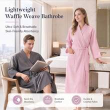 1 pieza Bata de baño a cuadros, talla unisex, adecuada para B&B, hoteles y centros de spa, estilo primavera/verano, disponible en varios colores. Esencial para el baño y el hogar, muy absorbente, de secado rápido, holgada y cómoda. - Multicolor - Ver 3
