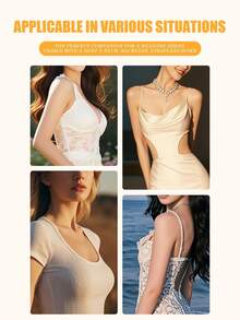 Reusable Invisible Nipple Covers For Women, A-G Cup, Adhesive Bra, Strapless Bra, Invisible Breast Petals, Halter Strap Design, Suitable For Large Bust, Lift And Support Breasts, Prevent Sagging, Breast Lifter, Washable, Suitable For Wedding Dress, Gown, Dress, Swimwear, Bikini, Sleepwear - Multicolor - View 7