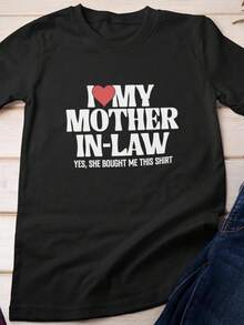 Camiseta de cuñada, camiseta "Amo a mi suegra", camiseta divertida de cuñada. Camiseta unisex de algodón puro de 220 g, peso ideal para todas las estaciones, adecuada tanto para hombres como para mujeres. Tejido duradero de alta calidad, suave al tacto y de larga duración. Parte superior transpirable. Adecuada para la primavera y el verano de las mujeres, vacaciones, Día de la Madre, Día de la Independencia. - Negro - Ver 1