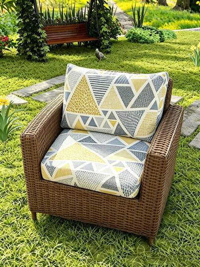 1pc Outdoor Summer Floral Milk Silk Printed Sofa Cushion Cover, High Elasticity Dust-Proof Washable Minimalist Modern All-Season Outdoor Rattan Sofa Pad
