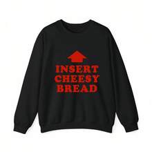 Camiseta con letras rojas "INSERT CHEESY BREAD" y diseño de flecha roja - Blanco - Ver 5