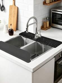 3/2/1 pièce Garde-éclaboussures d'évier classique en silicone avec ventouses, imperméable et anti-éclaboussures, convient pour les éviers de cuisine et de laboratoire, les bacs de lavage de vaisselle et les cuves de lavage de vaisselle, matériau durable, plusieurs couleurs disponibles, facile à installer, empêche les éclaboussures d'eau et protège les comptoirs, idéal pour un usage domestique et professionnel. Protection du comptoir | Design classique | Silicone flexible - Couleur unie - Voir 21