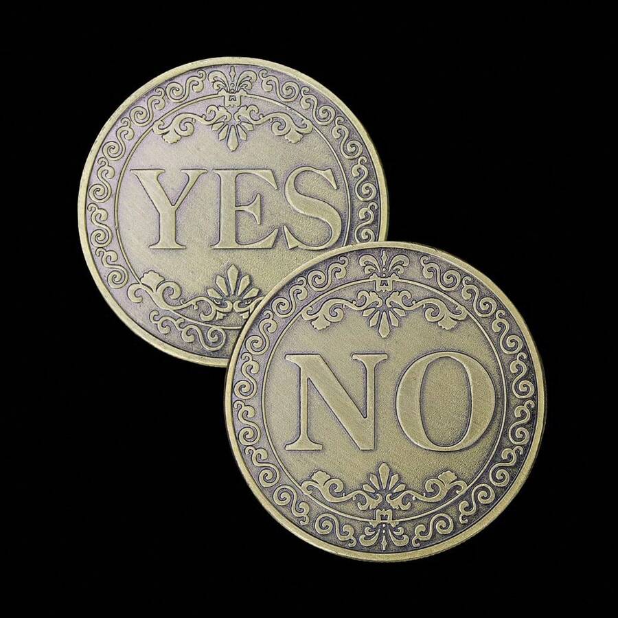 Yes Or No Lucky Coin, Decision Making Commemorative Coin, Double-Sided Badge, Collectible Gift, Gift, Halloween, Coin - Silver - View 1