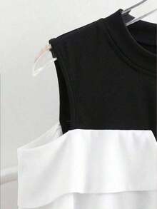 Conjunto de vacaciones para mujer con camisa a rayas de dos piezas falsa - Multicolor - Ver 6