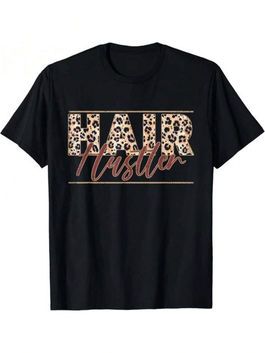 Camiseta Unisex Divertida para Peluqueros, Regalo para Estilistas con Estampado de Leopardo - Negro - Ver 1