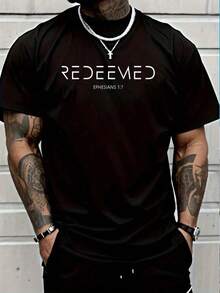 100% Cotton Ephesians 1 7 Christian Bible Verse Redemption Redeemed T-Shirt Women's Men Graphic Tee,Casual And Travel Sports Breathable Printed T Shirt Short Sleeve - Đen 2 - Xem 1