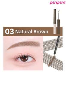 Peripera K-Beauty SPEEDY SKINNY BROWCARA，有色眉胶，眉毛定型膏，超细刷头，眉毛填充，防水有色眉胶 - 持久防晕染，丰盈定型，超强定型，韩式彩妆 - #03 Natural Brown - 查看 3