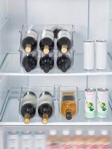 1 pieza/Organizador apilable para botellas de vino tinto, Estante combinable gratis para botellas de agua, Organizador transparente para botellas de agua para gabinete, Estante para vino para organización y almacenamiento en la cocina - Ver 5