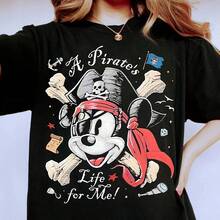 Vintage  Mouse  Pirates T-, Yo Ho Yo Ho A Pirate's  For Me, Family Pirates Of The ribbean,  Cruise - Negro - Ver 1