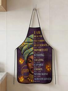 1pc, Portrait & Letter Pattern Polyester Apron, Suitable For Cooking, Baking, And Gardening - Can Be Used As Attire For The Kitchen And Dining - Multicolor - View 19