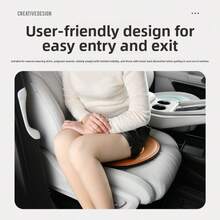 360° Rotating Car Seat Cushion | Rotating Round Seat Pad, Anti-Slip Comfortable, Nappa Leather, Polyester Fiber Filling, Universal Fit, Easy Entry And Exit - Green - View 3