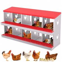 Chicken Nesting Box  Heavy-Duty Galvanized Steel Laying Boxes With Vented Holes For Secure Egg Collection, - Red - View 1