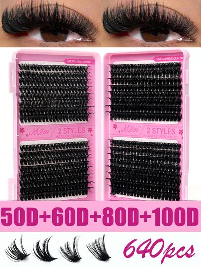 640pcs Individual False Eyelashes, Eyelash Book, Cluster False Eyelashes, DIY Eyelash Extensions, Cluster False Eyelashes, Individual False Eyelashes, False Eyelashes