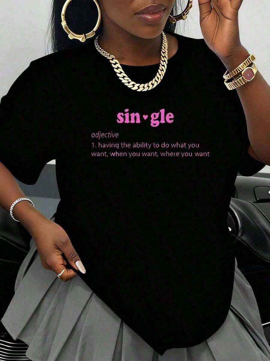 Fashion Printed T‑Shirts for Women, Oversized Streetwear Tops, Comfortable and Stylish All‑Match Summer TeesCamiseta Ligera para Mujer, Estampado de San Valentín, Cuello Redondo, Manga Corta, Casual, para Uso Diario y Salidas, Tas Grandes,  Algodón - Negro - Ver 1