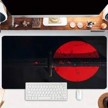 1 pieza Alfombrilla de ratón grande con diseño de sol rojo estilo japonés Katana, Estera de escritorio extendida con estilo Samurai Bushido, Accesorios de escritorio de oficina, Alfombrilla de computadora antideslizante con borde cosido, Base de goma para portátil y teclado, Duradera y resistente a derrames, Regalo ideal para el hogar, la oficina y los gamers - Ver 2