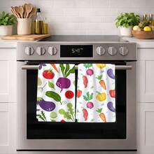 2/4/6pcs Vegetable Pattern Printed Dish Towels, Super Absorbent Microfiber Modern Cleaning Cloths, Cooking And Baking Tea Towels, Dishcloths, Kitchen Decor, Gifts For Neighbors, Mothers, Birthdays, Housewarming For Friends, Kitchen Essentials, Daily Necessities - Multicolor - View 5